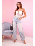 Dámská krajková halenka s ramínky ecru