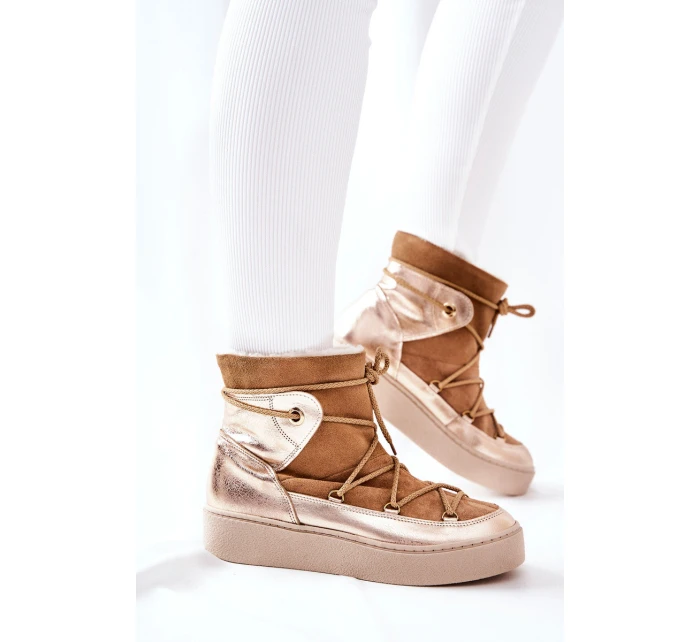 Zateplené Semišové Sněhule Camel model 21570861 - Boto