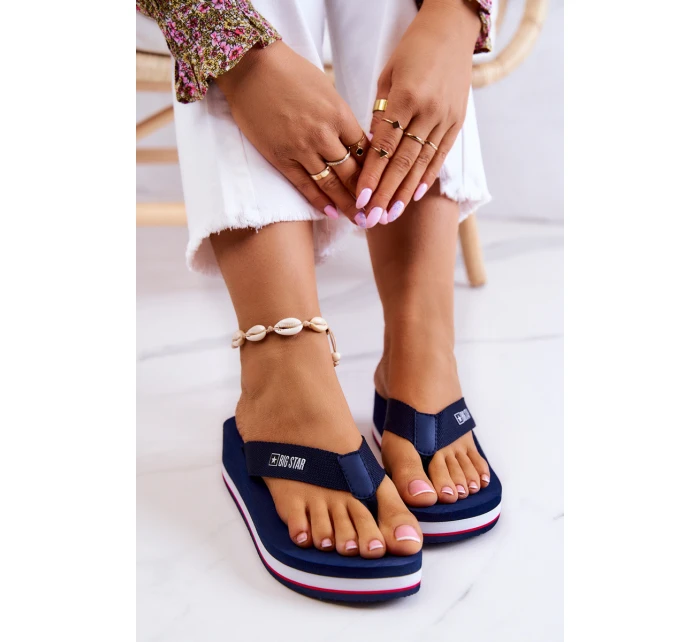 Dámské žabky na klínku Big Star model 21579653 Námořnická modrá - Big Star Shoes