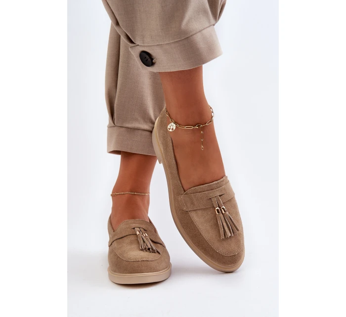 Bezové Dámské Mokasíny Na Ploché Podrážce Zazoo 3420