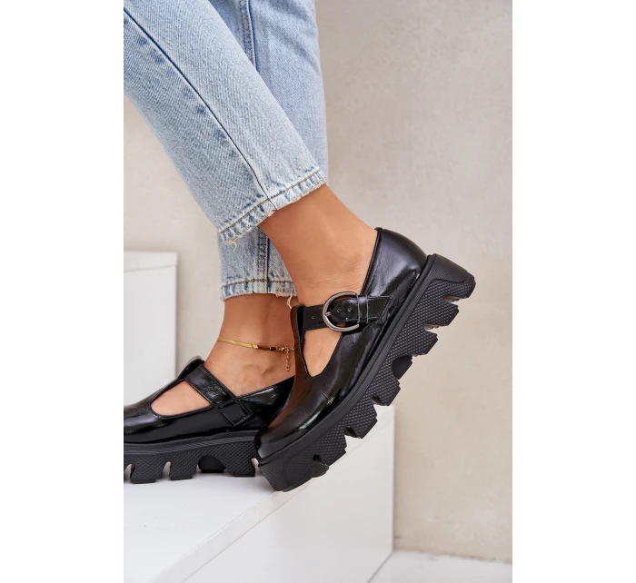 Lakované Kožené Polobotky S Přezkou Černé model 21683970 - Zazoo