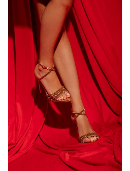 Rosavie zlaté sandály na podpatku s krystaly Rosavie zlaté sandály na podpatku s krystaly