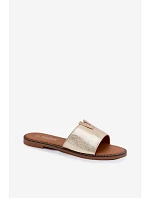 Ženské ploché pantofle s ozdobným detailem V Zlaté Nelmira