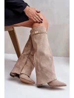 Kozačky Na Podpatku S Ohnutým Svrškem Zateplené Béžové Urelli Kozačky Na Podpatku S Ohnutým Svrškem Zateplené Béžové Urelli