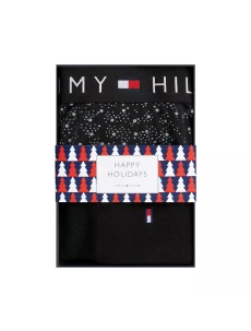 Pánský dárkový set boxerky + ponožky UM0UM03048 0GU černé se vzorem - Tommy Hilfiger