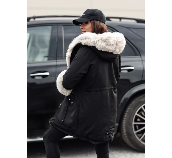 Dámská zimní bunda parka s kožešinou černá Dstreet model 21982612 - FashionStreet