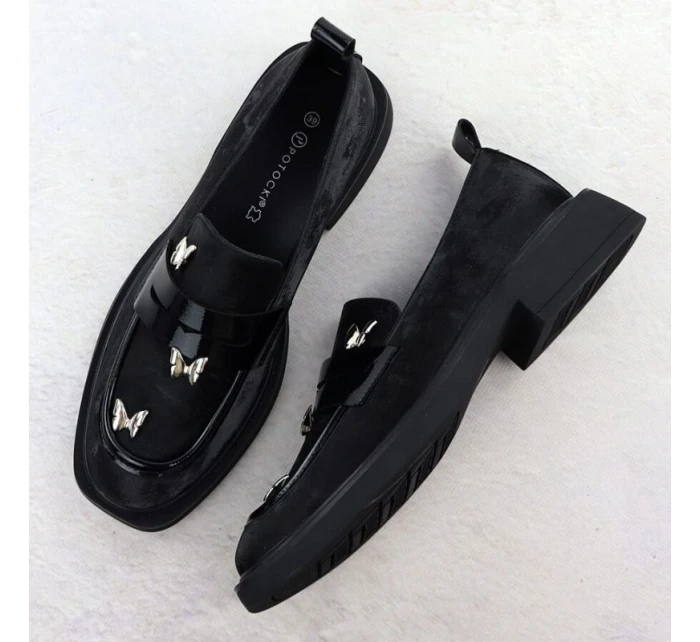 Dámské polobotky lords s motýly černé Potocki SZ12650 Dámské polobotky lords s motýly černé Potocki SZ12650