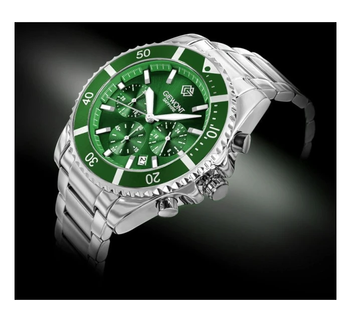 Pánské hodinky Giewont Chronograph Sapphire Silver Green GW3970-B8 Pánské hodinky Giewont Chronograph Sapphire Silver Green GW3970-B8