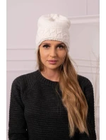 Dámská čepice ecru model 18751599 - K-Fashion Dámská čepice ecru model 18751599 - K-Fashion