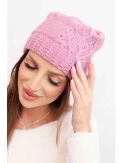 Dámská zimní čepice z vlny s  tmavě růžová model 21866358 - K-Fashion