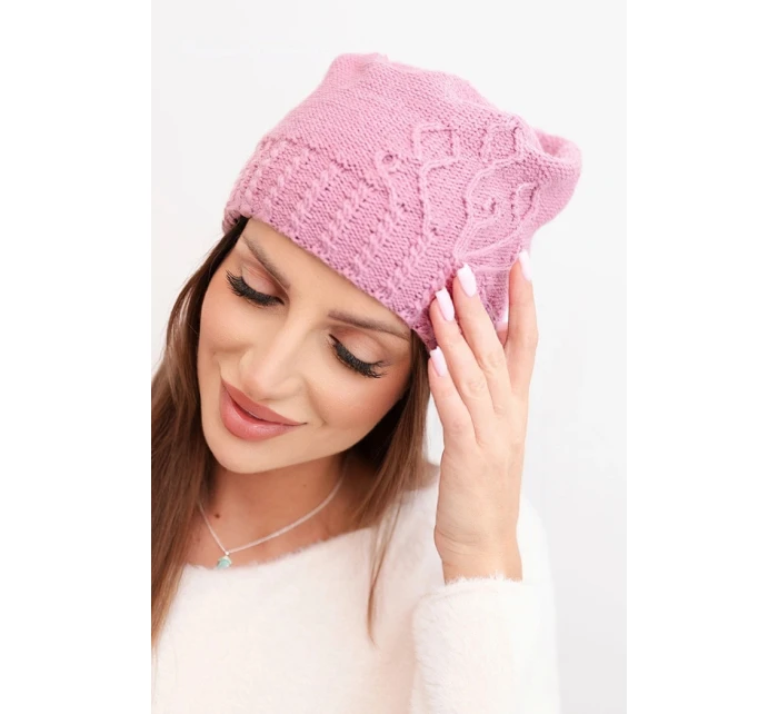 Dámská zimní čepice z vlny s  tmavě růžová model 21866358 - K-Fashion