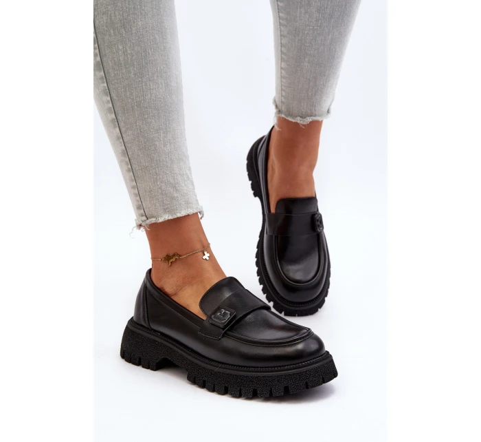 Dámské mokasíny s černým páskem model 21649209 - VINCEZA