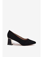 Lodičky z přírodního semiše na podpatku Vinceza 66921 Černé