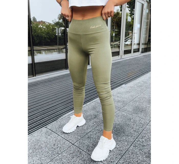 Dámské žebrované legíny LOOK AT ME zelené FashionStreet UY1572
