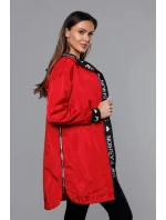 Tenká červená dámská bunda s ozdobnou lemovkou model 18038040 - S'WEST Tenká červená dámská bunda s ozdobnou lemovkou model 18038040 - S'WEST