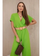 Kombinéza s ozdobným páskem v pase Pistácie Kombinéza s ozdobným páskem v pase Pistácie