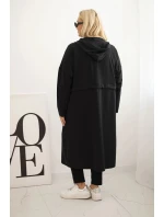 Dámská bavlněná mikina Plus Size s kapucí a kapsami černá