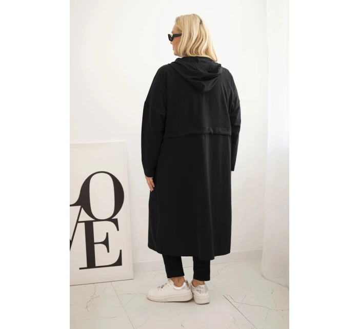 Dámská bavlněná mikina Plus Size s kapucí a kapsami černá
