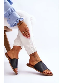 Dámské kožené žabky Černá model 21613223 - EVENTO