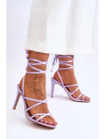 Dámské Sandály Vázané Na Vysokém Podpatku Fialová model 21619380 - Boto