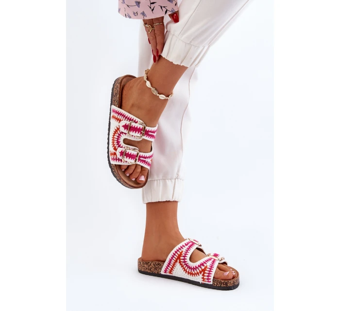 Dámské Bílé Sandály Na Korkové Podrážce model 21649751 - Boto Dámské Bílé Sandály Na Korkové Podrážce model 21649751 - Boto