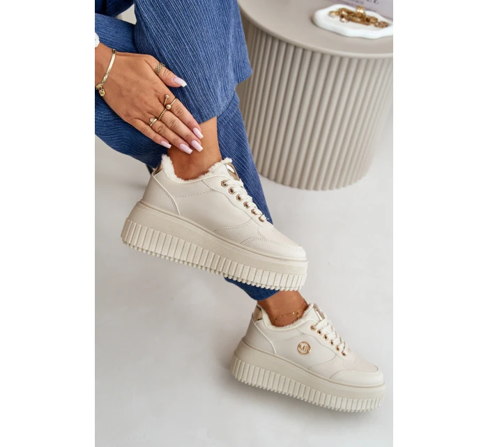 Sneakersy Dámské Sportovní Boty Zateplené Na Masivní Podešvi Béžové Ardiela Sneakersy Dámské Sportovní Boty Zateplené Na Masivní Podešvi Béžové Ardiela