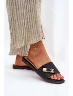 Dámské Pantofle Na Plochém Podpatku S Mašlí Černé Sallariela Dámské Pantofle Na Plochém Podpatku S Mašlí Černé Sallariela