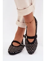 Dámské baleríny s krajkovým vzorem s kamínky a páskem Černé model 21951572 - Boto Dámské baleríny s krajkovým vzorem s kamínky a páskem Černé model 21951572 - Boto