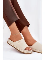 Dámské pantofle na platformě s cvočky Big Star – béžové Dámské pantofle na platformě s cvočky Big Star – béžové