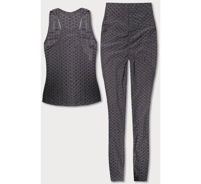 Dámský sportovní komplet - top a legíny YW88037-2 Tmavě šedá - J.STYLE Dámský sportovní komplet - top a legíny YW88037-2 Tmavě šedá - J.STYLE