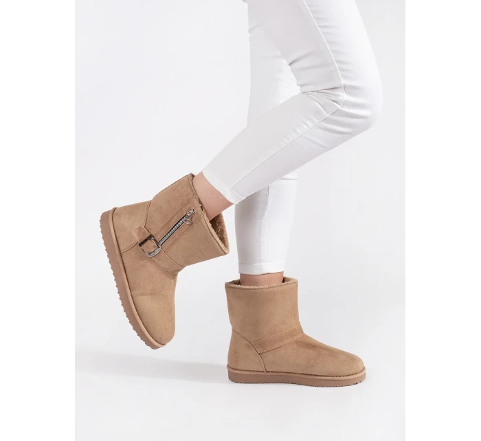 Krásné dámské Jasnobeżowy sněhule bez podpatku Krásné dámské Jasnobeżowy sněhule bez podpatku