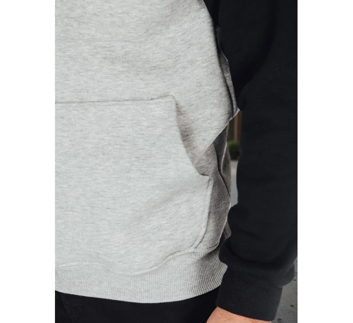 Pánská šedá základní mikina s kapucí FashionStreet BX5892 Pánská šedá základní mikina s kapucí FashionStreet BX5892