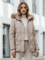 Dámská zimní bunda prošívaná s kapucí béžová Dstreet model 21990871 - FashionStreet