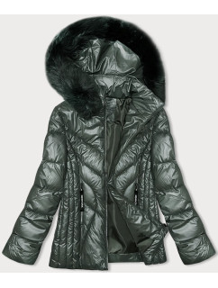 Dámská zimní bunda v khaki barvě s odepínací kapucí S'west (B8180-11)