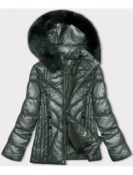 Dámská zimní bunda v army barvě s odepínací kapucí S'west (B8180-11)