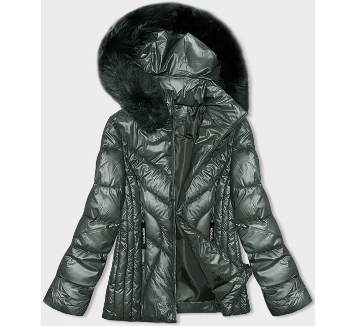 Dámská zimní bunda v army barvě s odepínací kapucí S'west (B8180-11)