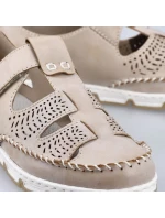 Rieker W RKR651 béžové kožené polobotky s háčkem a smyčkou