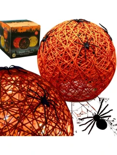 DEKORATIVNÍ KOULE VEDLA PAVOUK LAMPA 15CM HALLOWEEN ORANŽOVÁ