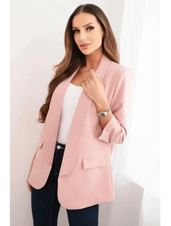 Dámská sako bez zapínání s podšívkou S/M pudrově růžová