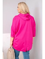 Dámská mikina Plus Size z viskózy s kapucí a model 22201083 kapsou fuchsiová - K-Fashion Dámská mikina Plus Size z viskózy s kapucí a model 22201083 kapsou fuchsiová - K-Fashion