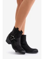 Semišové zateplené boty na podpatku černé model 21673748 - Zazoo