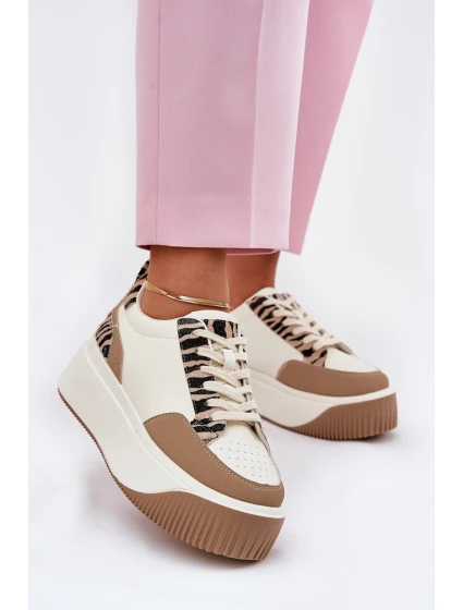 Dámské tenisky na masivní platformě Zebra Bežové model 21689516 - Boto