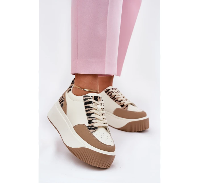 Dámské tenisky na masivní platformě Zebra Bežové Tamorniel Dámské tenisky na masivní platformě Zebra Bežové Tamorniel