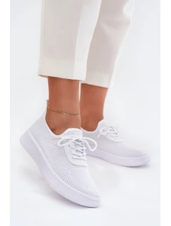 Dámské bílé textilní boty na platformě model 21702961 - Boto