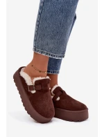 Sněhule S Kožešinou A Přezkou Na Platformě Čokoládové model 21757740 - Boto