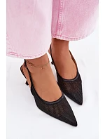 Síťové Sandály na Tenko Podpatku Černé Calora Síťové Sandály na Tenko Podpatku Černé Calora