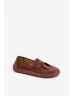 Mokasyny Barefoot z přírodního semiše Zazoo 10220 hnědé