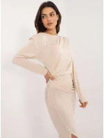 Šaty DHJ SK model 20590156 světle béžové - FPrice Šaty DHJ SK model 20590156 světle béžové - FPrice