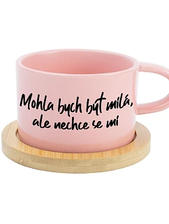 MOHLA BYCH BÝT MILÁ, ALE NECHCE SE MI - růžový hrníček makronka 200 ml
