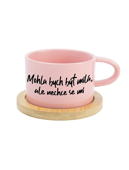 MOHLA BYCH BÝT MILÁ, ALE NECHCE SE MI - růžový hrníček makronka 200 ml